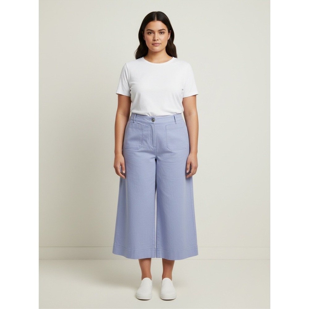 Anthropologie x Maeve | The Colette Wide-Leg Pants 16W Lavender Linen Blend Crop